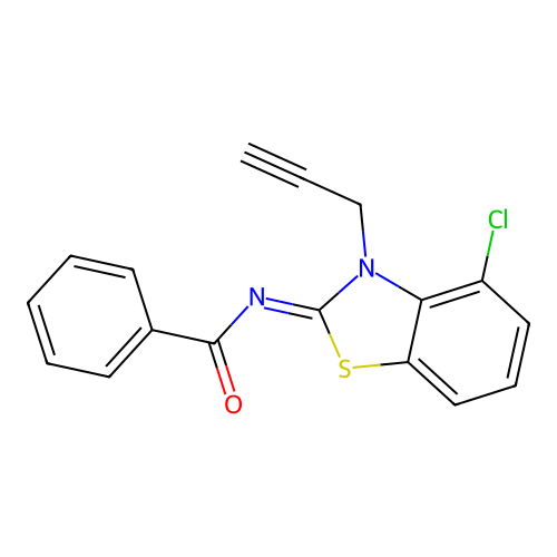 N-(4-chloro-3-prop-2-ynyl-1,3-benzothiazol-2-ylidene)benzamide structure