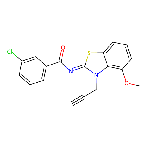 3-chloro-N-(4-methoxy-3-prop-2-ynyl-1,3-benzothiazol-2-ylidene)benzamide structure
