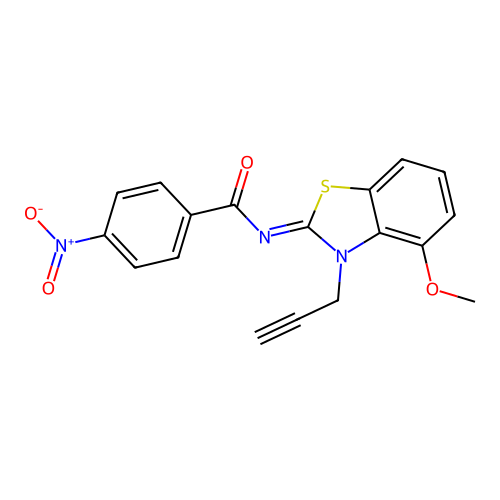 N-(4-methoxy-3-prop-2-ynyl-1,3-benzothiazol-2-ylidene)-4-nitrobenzamide structure