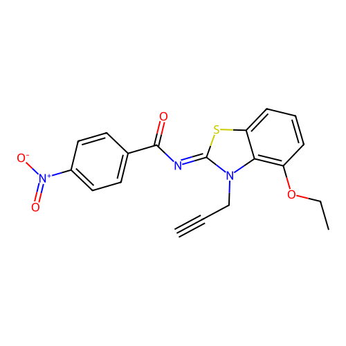 N-(4-ethoxy-3-prop-2-ynyl-1,3-benzothiazol-2-ylidene)-4-nitrobenzamide structure