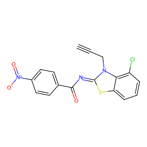 N-(4-chloro-3-prop-2-ynyl-1,3-benzothiazol-2-ylidene)-4-nitrobenzamide structure