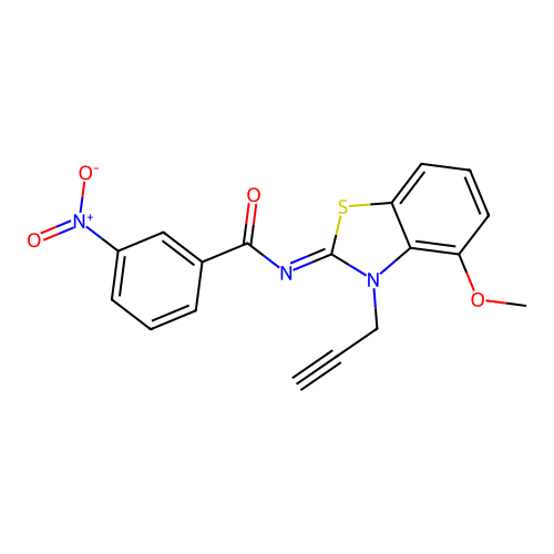 N-(4-methoxy-3-prop-2-ynyl-1,3-benzothiazol-2-ylidene)-3-nitrobenzamide structure