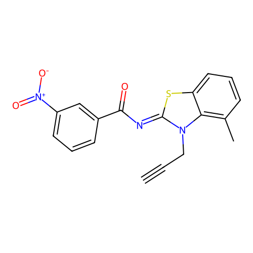 N-(4-methyl-3-prop-2-ynyl-1,3-benzothiazol-2-ylidene)-3-nitrobenzamide structure