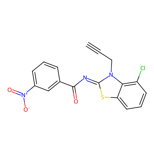 N-(4-chloro-3-prop-2-ynyl-1,3-benzothiazol-2-ylidene)-3-nitrobenzamide structure