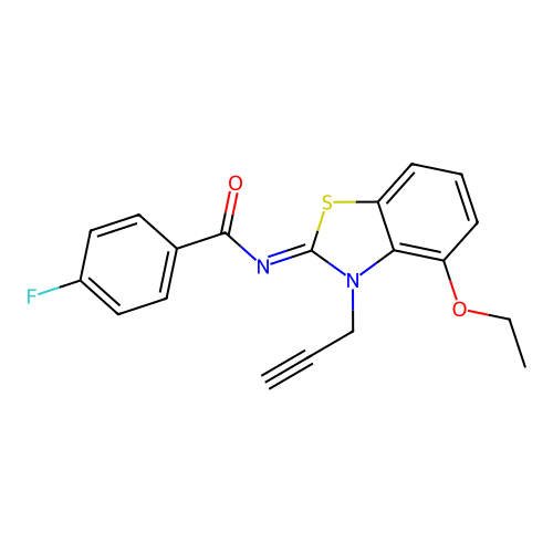 N-(4-ethoxy-3-prop-2-ynyl-1,3-benzothiazol-2-ylidene)-4-fluorobenzamide structure