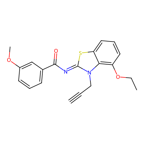 N-(4-ethoxy-3-prop-2-ynyl-1,3-benzothiazol-2-ylidene)-3-methoxybenzamide structure