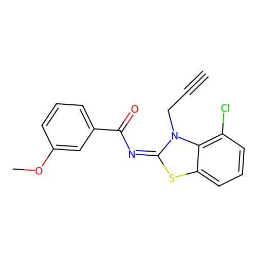 N-(4-chloro-3-prop-2-ynyl-1,3-benzothiazol-2-ylidene)-3-methoxybenzamide structure