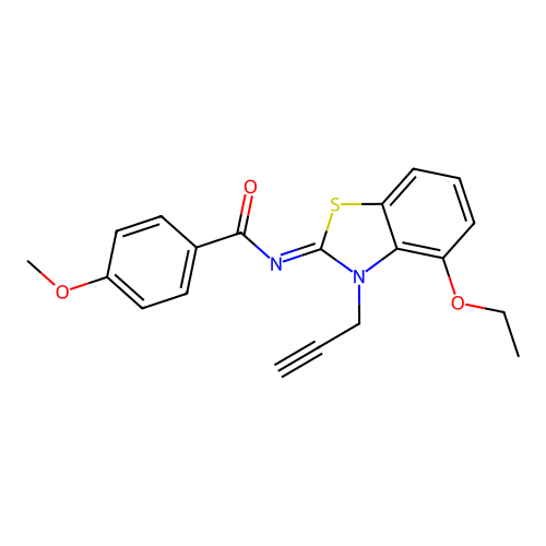 N-(4-ethoxy-3-prop-2-ynyl-1,3-benzothiazol-2-ylidene)-4-methoxybenzamide structure