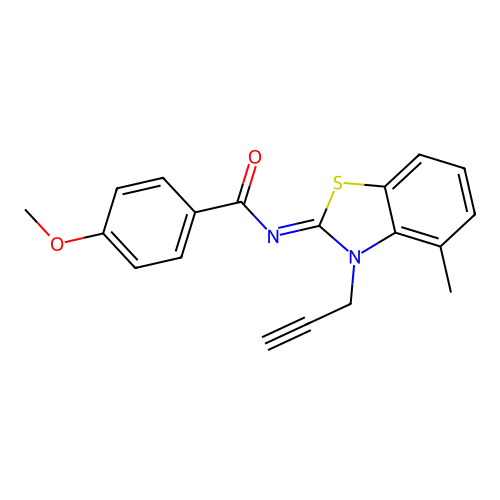 4-methoxy-N-(4-methyl-3-prop-2-ynyl-1,3-benzothiazol-2-ylidene)benzamide structure