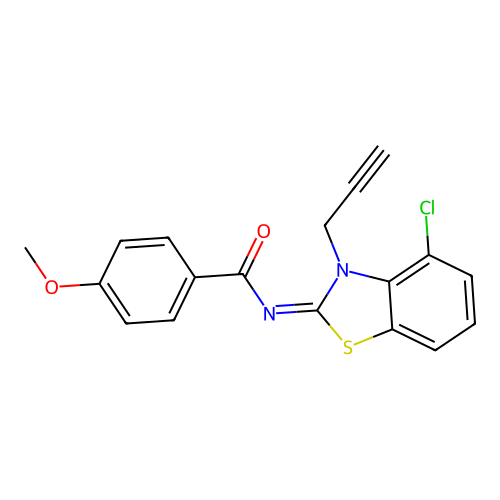 N-(4-chloro-3-prop-2-ynyl-1,3-benzothiazol-2-ylidene)-4-methoxybenzamide structure