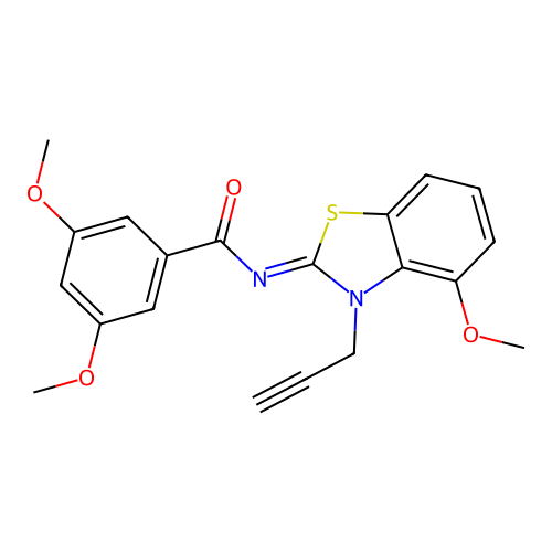 3,5-dimethoxy-N-(4-methoxy-3-prop-2-ynyl-1,3-benzothiazol-2-ylidene)benzamide structure