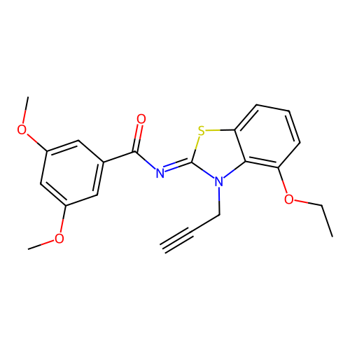 N-(4-ethoxy-3-prop-2-ynyl-1,3-benzothiazol-2-ylidene)-3,5-dimethoxybenzamide structure
