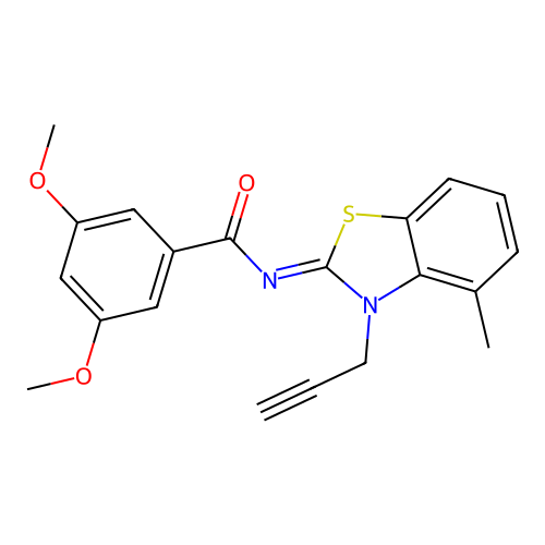 3,5-dimethoxy-N-(4-methyl-3-prop-2-ynyl-1,3-benzothiazol-2-ylidene)benzamide structure