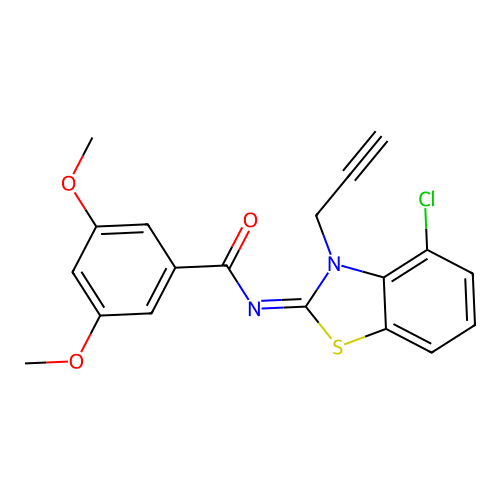 N-(4-chloro-3-prop-2-ynyl-1,3-benzothiazol-2-ylidene)-3,5-dimethoxybenzamide structure