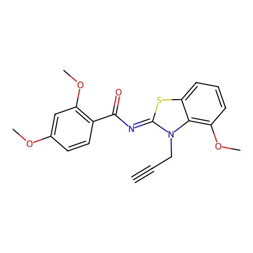 2,4-dimethoxy-N-(4-methoxy-3-prop-2-ynyl-1,3-benzothiazol-2-ylidene)benzamide structure