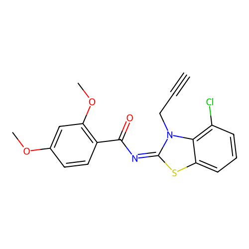 N-(4-chloro-3-prop-2-ynyl-1,3-benzothiazol-2-ylidene)-2,4-dimethoxybenzamide structure