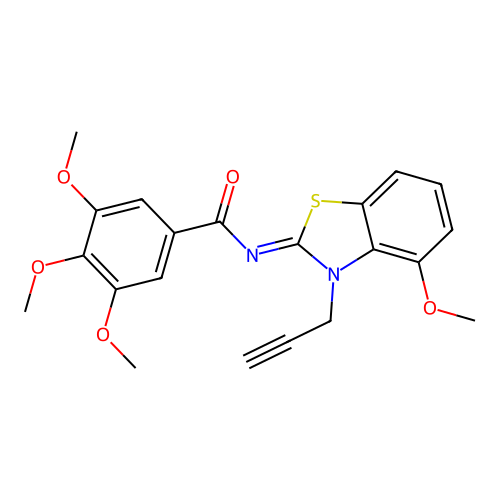3,4,5-trimethoxy-N-(4-methoxy-3-prop-2-ynyl-1,3-benzothiazol-2-ylidene)benzamide structure