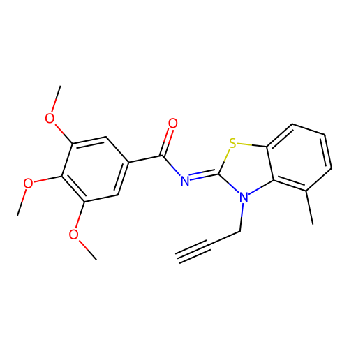 3,4,5-trimethoxy-N-(4-methyl-3-prop-2-ynyl-1,3-benzothiazol-2-ylidene)benzamide structure