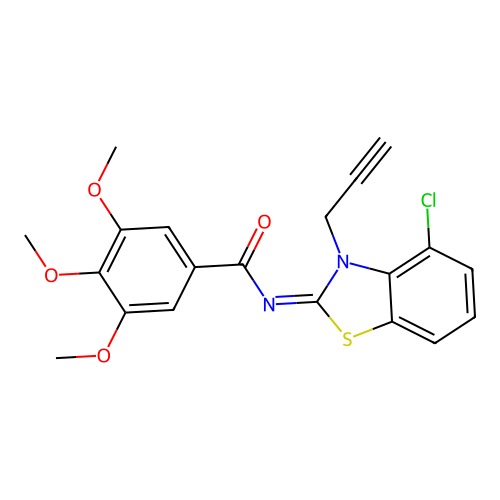 N-(4-chloro-3-prop-2-ynyl-1,3-benzothiazol-2-ylidene)-3,4,5-trimethoxybenzamide structure