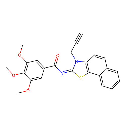 3,4,5-trimethoxy-N-(3-prop-2-ynylbenzo[g][1,3]benzothiazol-2-ylidene)benzamide structure