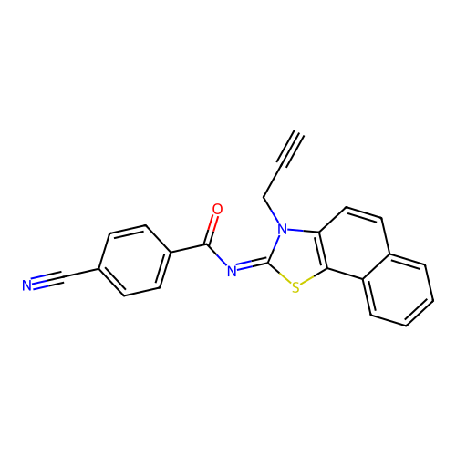4-cyano-N-(3-prop-2-ynylbenzo[g][1,3]benzothiazol-2-ylidene)benzamide structure