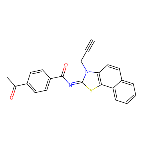 4-acetyl-N-(3-prop-2-ynylbenzo[g][1,3]benzothiazol-2-ylidene)benzamide structure