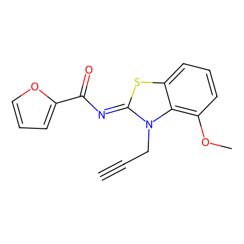 N-(4-methoxy-3-prop-2-ynyl-1,3-benzothiazol-2-ylidene)furan-2-carboxamide structure
