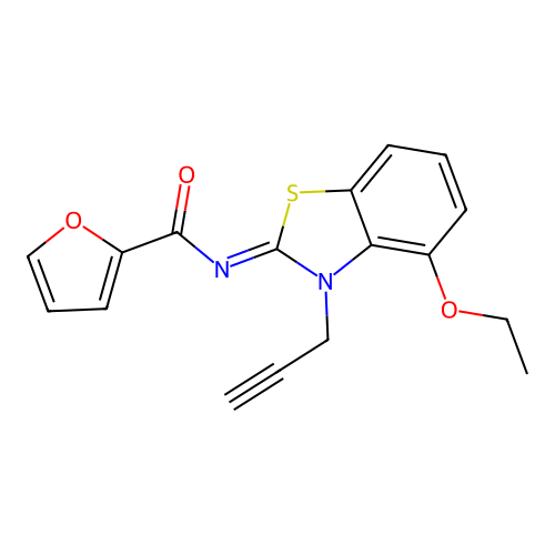 N-(4-ethoxy-3-prop-2-ynyl-1,3-benzothiazol-2-ylidene)furan-2-carboxamide structure