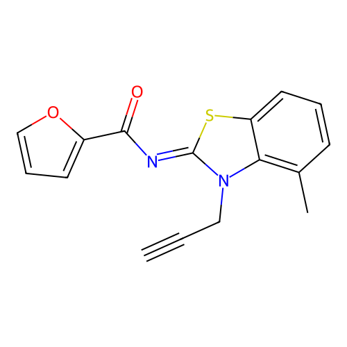 N-(4-methyl-3-prop-2-ynyl-1,3-benzothiazol-2-ylidene)furan-2-carboxamide structure