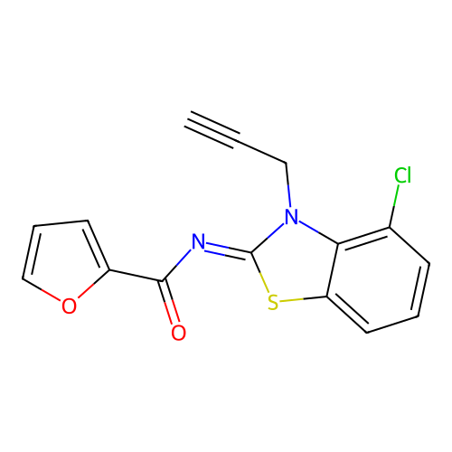 N-(4-chloro-3-prop-2-ynyl-1,3-benzothiazol-2-ylidene)furan-2-carboxamide structure