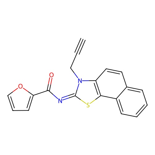 N-(3-prop-2-ynylbenzo[g][1,3]benzothiazol-2-ylidene)furan-2-carboxamide structure