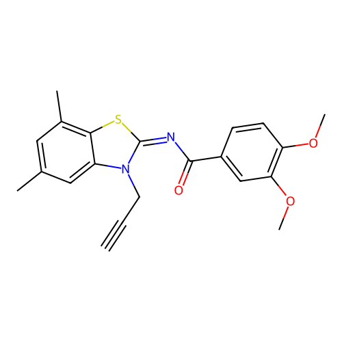 N-(5,7-dimethyl-3-prop-2-ynyl-1,3-benzothiazol-2-ylidene)-3,4-dimethoxybenzamide structure