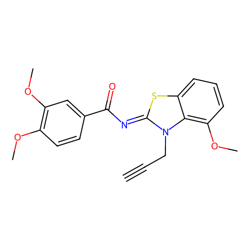 3,4-dimethoxy-N-(4-methoxy-3-prop-2-ynyl-1,3-benzothiazol-2-ylidene)benzamide structure