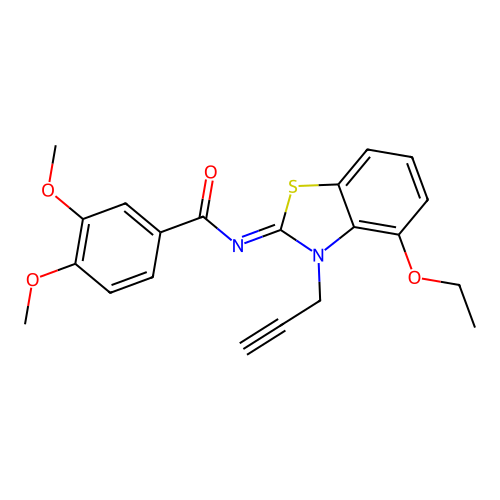N-(4-ethoxy-3-prop-2-ynyl-1,3-benzothiazol-2-ylidene)-3,4-dimethoxybenzamide structure