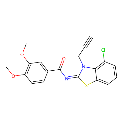 N-(4-chloro-3-prop-2-ynyl-1,3-benzothiazol-2-ylidene)-3,4-dimethoxybenzamide structure
