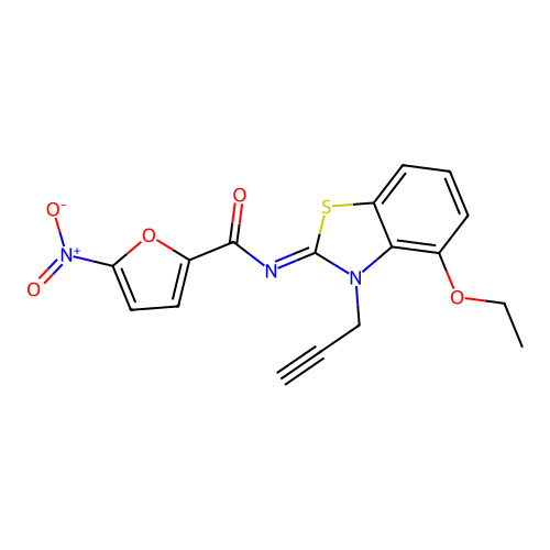 N-(4-ethoxy-3-prop-2-ynyl-1,3-benzothiazol-2-ylidene)-5-nitrofuran-2-carboxamide structure