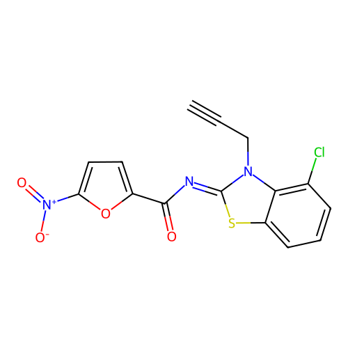 N-(4-chloro-3-prop-2-ynyl-1,3-benzothiazol-2-ylidene)-5-nitrofuran-2-carboxamide structure