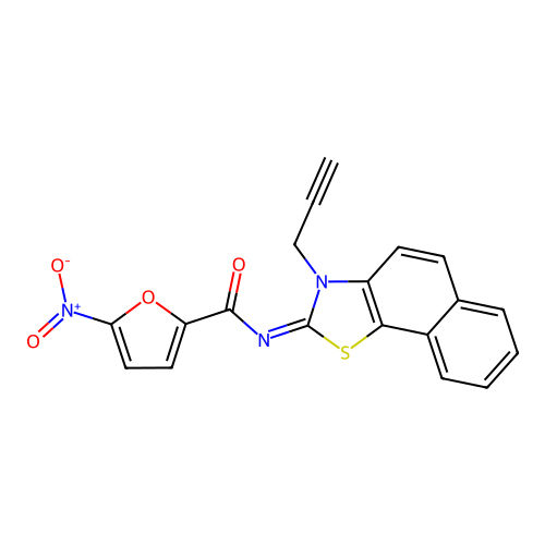 5-nitro-N-(3-prop-2-ynylbenzo[g][1,3]benzothiazol-2-ylidene)furan-2-carboxamide structure