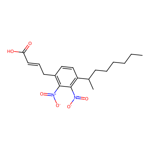 4-((1-Methylheptyl)dinitrophenyl)-2-butenoic acid structure