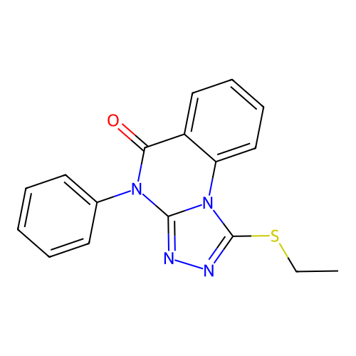 1-(ethylsulfanyl)-4-phenyl[1,2,4]triazolo[4,3-a]quinazolin-5(4H)-one structure