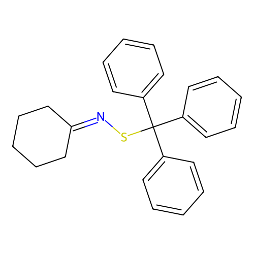 Cyclohexanone S-(triphenylmethyl)thioxime structure