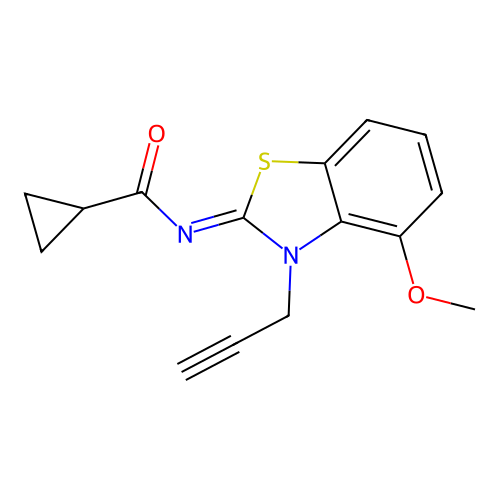 N-(4-methoxy-3-prop-2-ynyl-1,3-benzothiazol-2-ylidene)cyclopropanecarboxamide structure