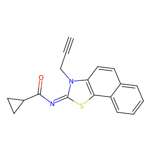 N-(3-prop-2-ynylbenzo[g][1,3]benzothiazol-2-ylidene)cyclopropanecarboxamide structure
