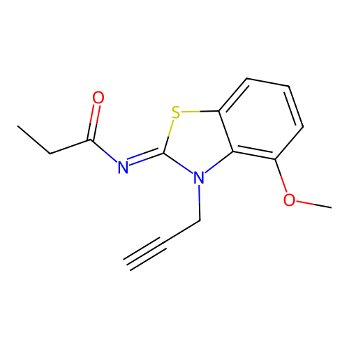 N-(4-methoxy-3-prop-2-ynyl-1,3-benzothiazol-2-ylidene)propanamide structure