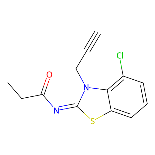 N-(4-chloro-3-prop-2-ynyl-1,3-benzothiazol-2-ylidene)propanamide structure