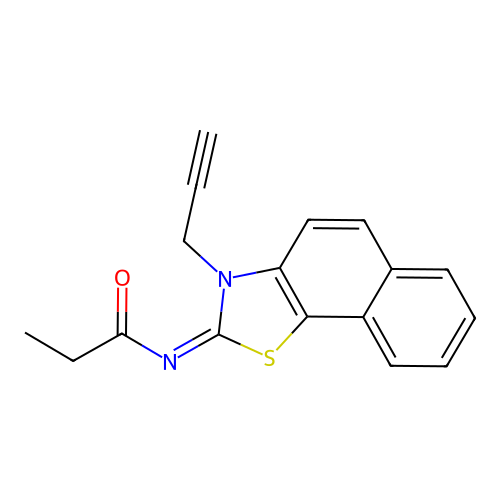 N-(3-prop-2-ynylbenzo[g][1,3]benzothiazol-2-ylidene)propanamide structure