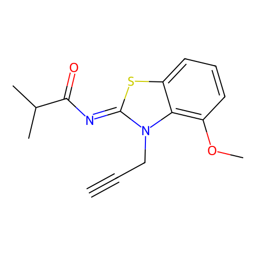 N-(4-methoxy-3-prop-2-ynyl-1,3-benzothiazol-2-ylidene)-2-methylpropanamide structure