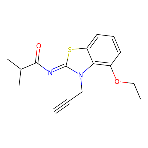 N-(4-ethoxy-3-prop-2-ynyl-1,3-benzothiazol-2-ylidene)-2-methylpropanamide structure