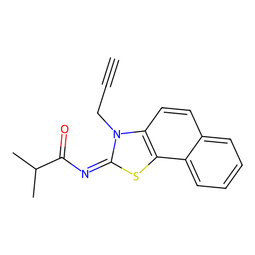 2-methyl-N-(3-prop-2-ynylbenzo[g][1,3]benzothiazol-2-ylidene)propanamide structure