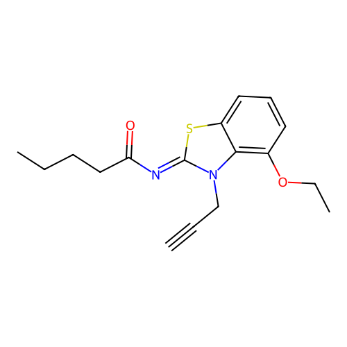 N-(4-ethoxy-3-prop-2-ynyl-1,3-benzothiazol-2-ylidene)pentanamide structure